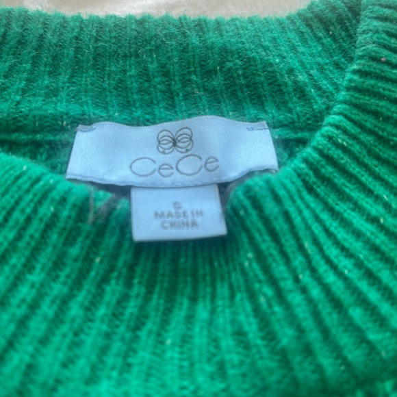 CeCe green puff sleeve bobble ribbed sweater, size small - Picture 4 of 6